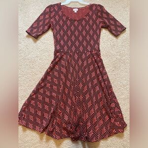 LulaRoe Geometric Patterned Dress in Red and Black